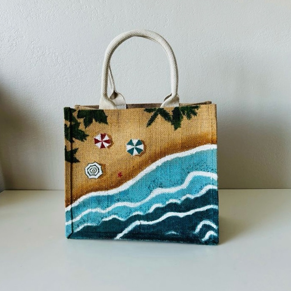 Beach Scene Canvas Tote Bag